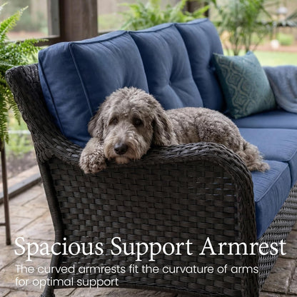 6 Piece Wicker Outdoor Furniture Set with 6-Inch Comfy Cushions5