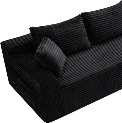 95" L-Shaped Cloud Sectional Couch, Right Facing Modular Compressed Boneless Sectional Sofa with Chaise Lounge, Plush Corduroy Boneless Corner Sofa for Living Room12