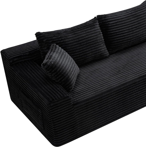 95" L-Shaped Cloud Sectional Couch, Right Facing Modular Compressed Boneless Sectional Sofa with Chaise Lounge, Plush Corduroy Boneless Corner Sofa for Living Room12