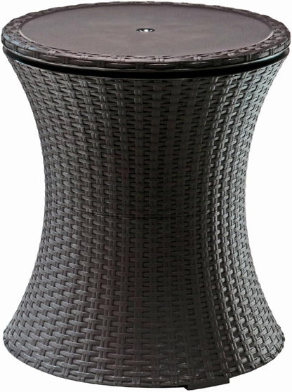 Keter Pacific Cool Bar Outdoor Patio Furniture and Hot Tub Side Table with 7.5 Gallon Beer and Wine Cooler, Espresso Brown13