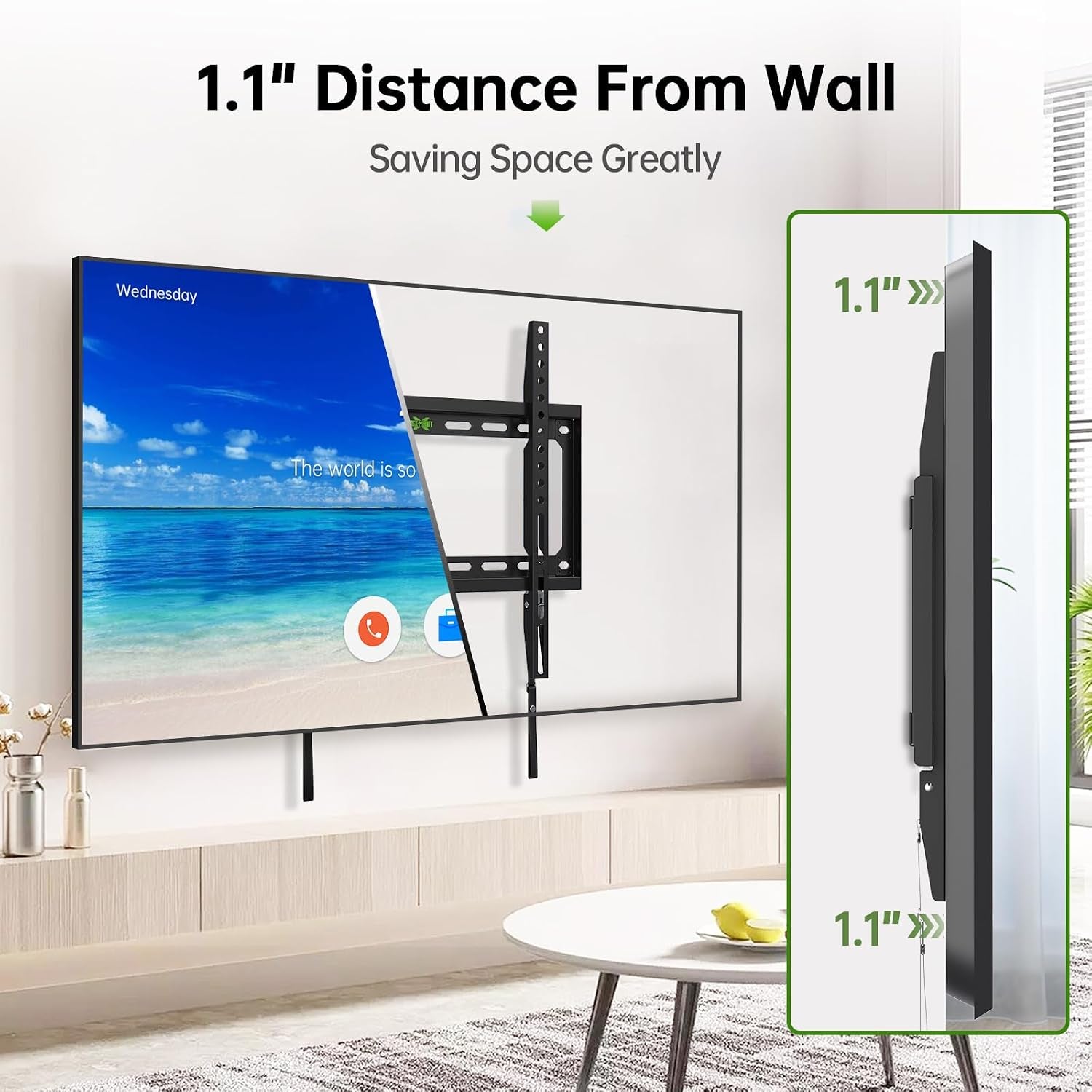 fixed-tv-wall-mount-with-low-profile-for-most-26-55-inch-led-lcd-and-flat-screen-tvs-tv-mount-bracket-with-vesa-up-to-400x400mm-and-weight-capacity-99lbs-and-space-saving-tv-bracket