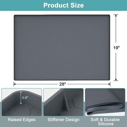 Waterproof under Sink Mat, 28" X 19" Silicone under Sink Mats for Kitchen, under Kitchen Sink Mats and Protector Mat, Sink Cabinet Protector Mats for Bathroom, Gray2