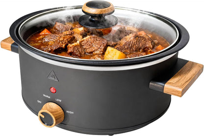 3-Quart Small Electric Slow Cooker, 3 Heat Settings, Manual Dial | Lightweight Aluminum Inner Pot, Easier to Lift than Ceramic Pots, Dishwasher-Safe Pot & Glass Lid, Ideal for 1-2 People1