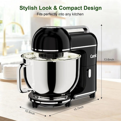 Electric Stand Mixer,7.45 QT,10 Speeds with Dough Hook,Whisk, Flat Beater Attachments, Splash Guard, Easy-Carry Top Handle,3-In-1 Kitchen Mixer for Baking Cakes Cookie Bread Salad (Black)8
