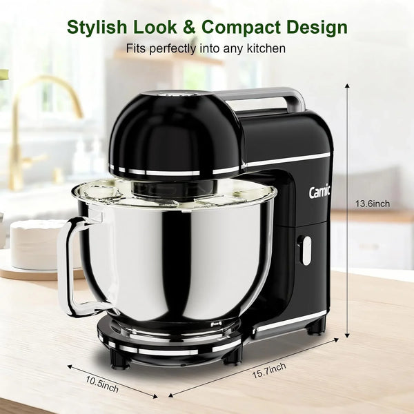 Electric Stand Mixer,7.45 QT,10 Speeds with Dough Hook,Whisk, Flat Beater Attachments, Splash Guard, Easy-Carry Top Handle,3-In-1 Kitchen Mixer for Baking Cakes Cookie Bread Salad (Black)8
