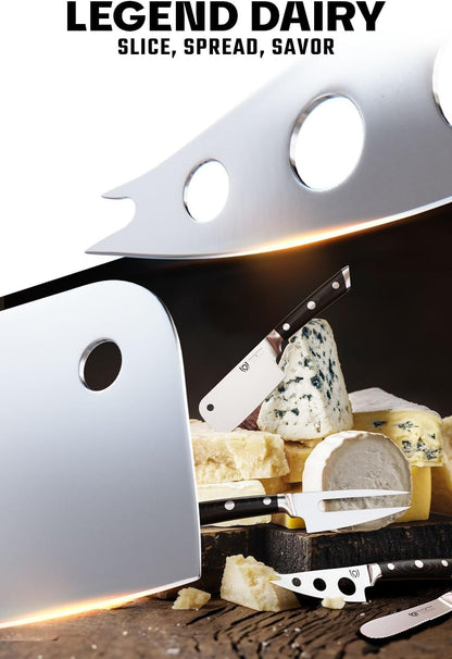 Charcuterie & Cheese Knife Set-4Pc-Gladiator Series Elite-Mini Cleaver, Serrated,Round-Tip,Forked Cheese Knives Set-G10 Handle-Soft & Hard Cheese-Sheath-Nsf Certified2