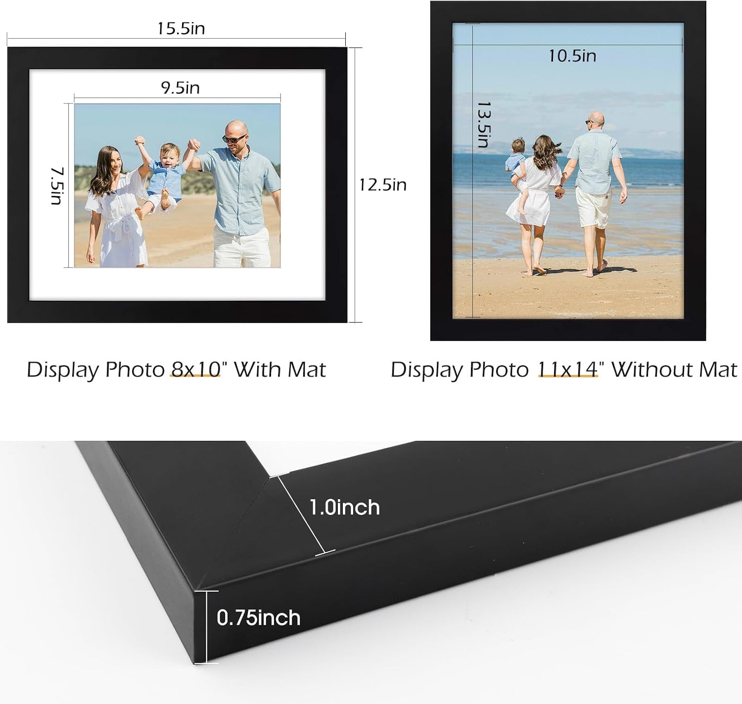 11x14-black-picture-frame-solid-wood-real-glass-mat-8x10