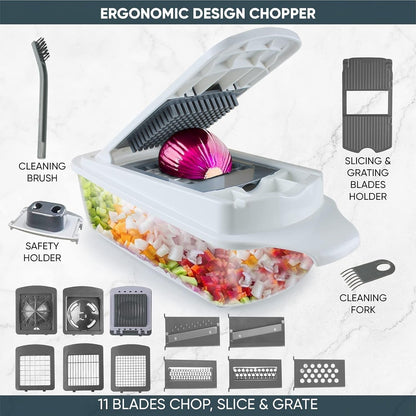 Vegetable Chopper Slicer Onion Dicer, Multi 22-In-1 Veggie Mandoline Food Cutter for Tomato Fruit with Lemon Squeezer, E-Recipe, 11 Blades, Egg Separator & Slicer, Container5