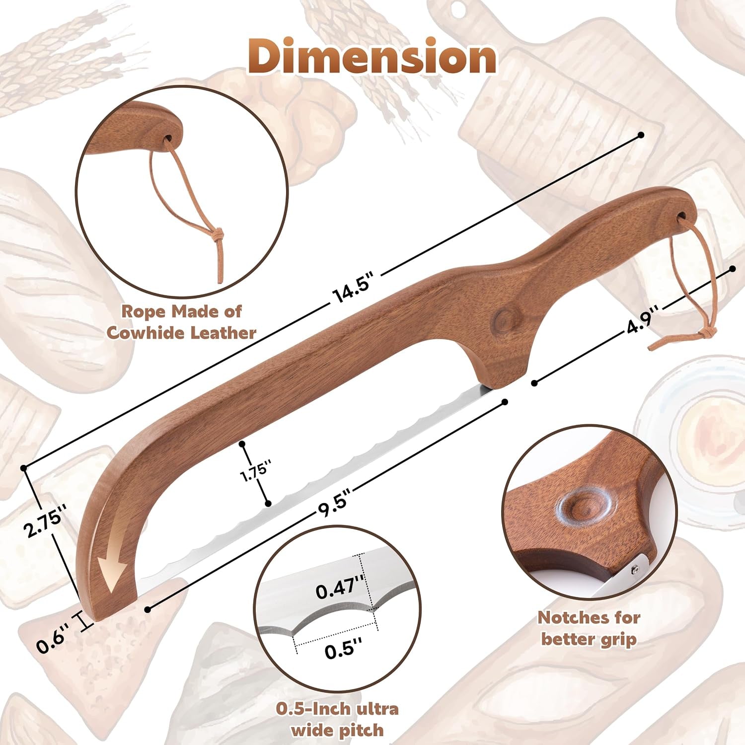 sourdough-bread-knife-for-homemade-bread-cutter-bread-slicer-for-homemade-14-5-bow-bread-knives-ergonomic-grip-easy-to-cuts-into-uniform-thin-slices-for-cutting-sourdough-bread-bagel-baguette-etc