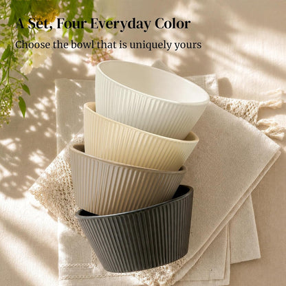 22 OZ Cereal Bowls Set of 4, Ceramic Soup Bowls for Hot Soup, Cereal, Oatmeal, Ramen and Pasta, Dishwasher & Microwave Safe Bowls2