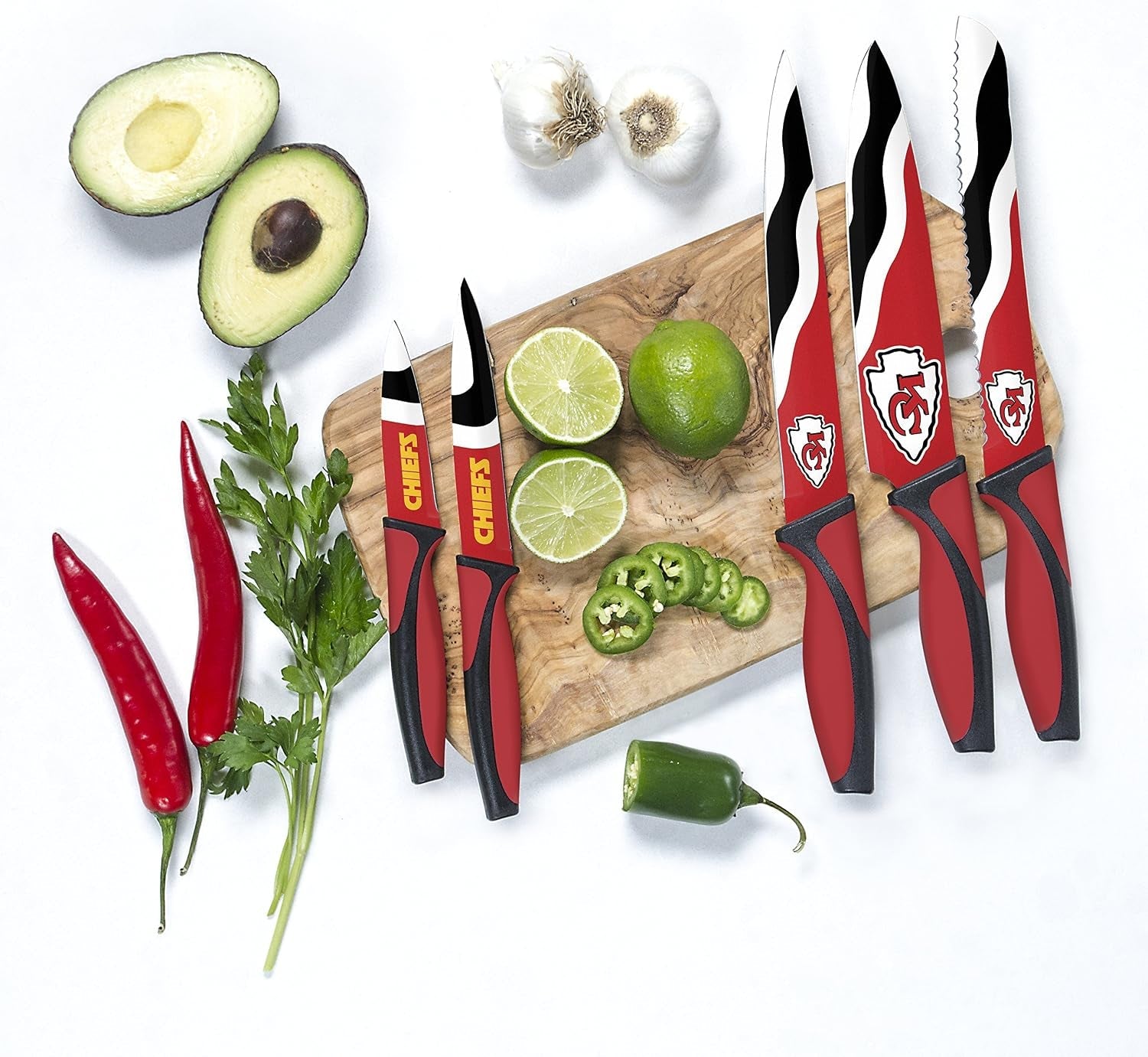 the-sports-vault-nfl-kansas-city-chiefs-5-piece-kitchen-knife-set
