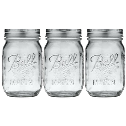Glass Mason Jar, Regular Mouth, Pint Size, 16 OZ (Pack of 3)1