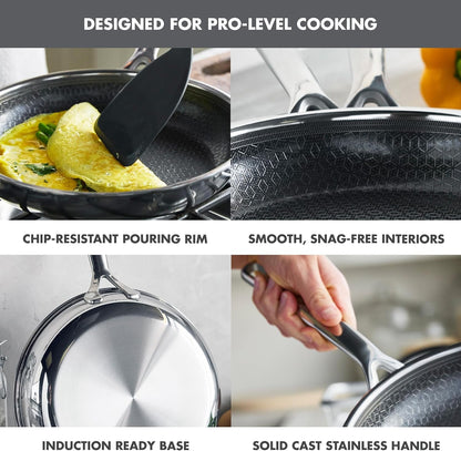 Spectra 10" & 12" Frying Pan Skillet, Hybrid Tri-Ply Stainless Steel, Pfas-Free Ceramic Nonstick Textured Cooking Surface, Induction Cookware, Diswasher Safe, Oven & Broiler Temp to 850˚F8