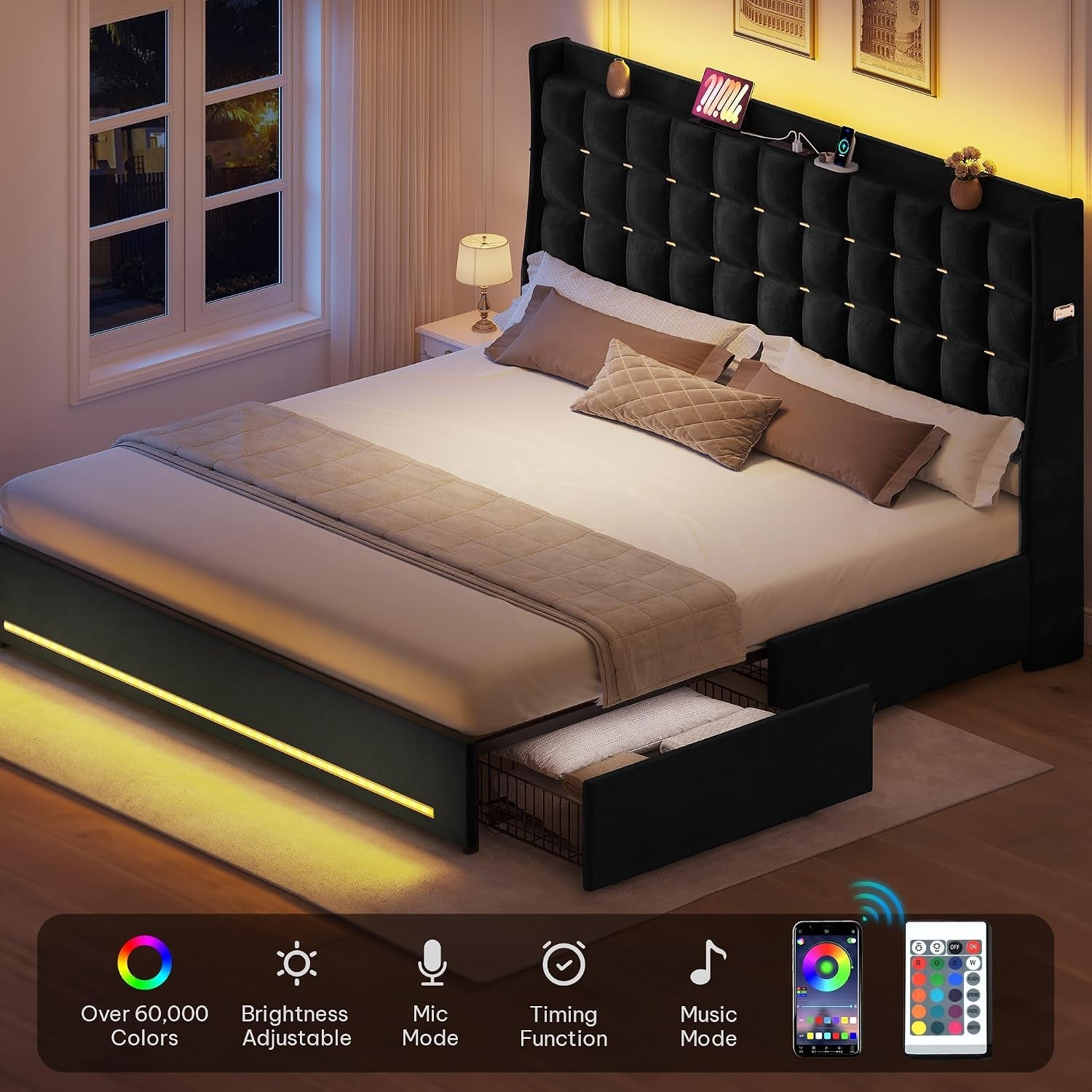 king-size-bed-frame-with-4-drawers-rgb-led-light-charge-station