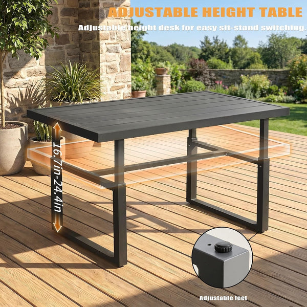 4-Piece Aluminum Patio Furniture Set with Adjustable Coffee Table, Gray2
