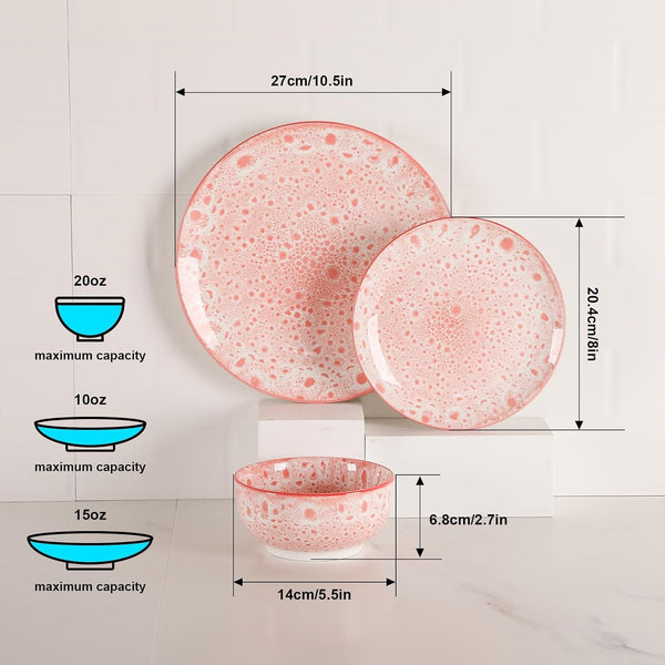 Sweejar 12 Pcs Speckled Glaze Ceramic Dinnerware Set for 4, Lavender Purple4