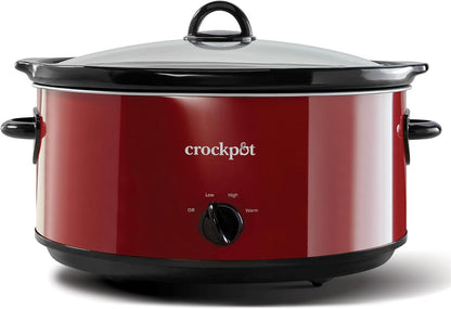 Crock-Pot 8-Quart Manual Slow Cooker, XL Family Size Serves 10+ People, Removable Stoneware with Warming Setting, Dishwasher Safe for Easy Cleanup, Red1