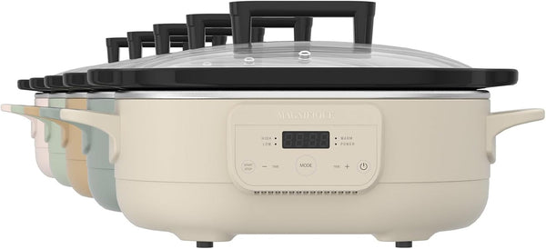 MAGNIFIQUE 6 Quart Programmable Slow Cooker Removable Healthy Nonstick Pot - Small Kitchen Appliance for Family Dinners - Serves 6+ People - Heat Settings: Keep Warm Olive2