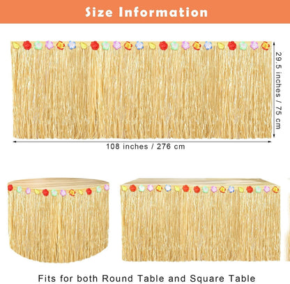 Luau Grass Table Skirt, Straw Yellow, 9 Feet X 29.5 Inch | Hawaiian Party Decorations, Luau Decorations, Hawaiian Table Cloths, Hawaiian Decorations for Party, Tropical, Natural2