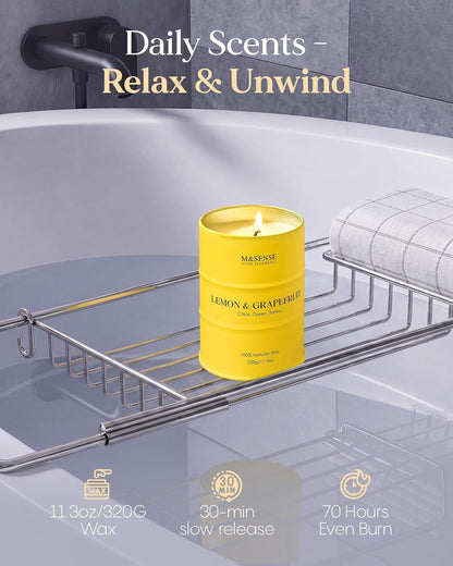 Fall Lemon Soy Candles,Fresh Citrus Grapefruit Peel Scented 11.3Oz4