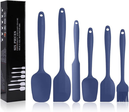 Silicone Spatulas Set, Rubber Spoon Spatula Heat Resistant Spoonula One Piece Design Seamless Spatula Non-Stick Scrapers Baking Mixing Tool (Dark Blue)1