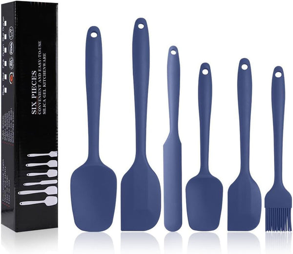 Silicone Spatulas Set, Rubber Spoon Spatula Heat Resistant Spoonula One Piece Design Seamless Spatula Non-Stick Scrapers Baking Mixing Tool (Dark Blue)1