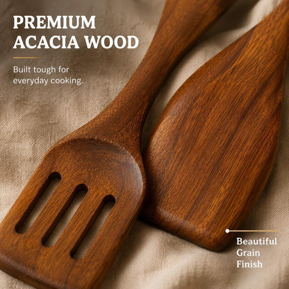 Wooden Utensil Set, 7 Piece Acacia Wood Cooking Utensils6