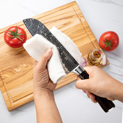 Seido Master 17-Piece Damascus Knife Block Set, Acacia Wood Block6