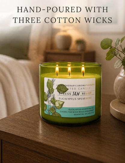 Eucalyptus Spearmint Scented Candle, 15.8 Oz Large 3 Wick Soy Candle8