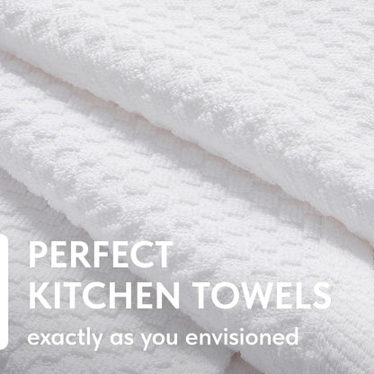 Super Absorbent Kitchen Towels 12 Pack - Premium 100% Cotton Kitchen Towels, 450GSM Thick Machine Washable White Dish Towels for Kitchen Drying, Cleaning, Dobby Weave, Unmatched Quality2