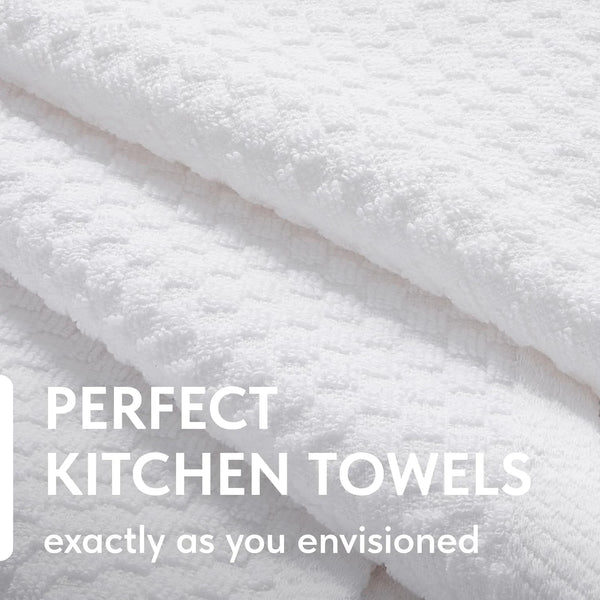 Super Absorbent Kitchen Towels 12 Pack - Premium 100% Cotton Kitchen Towels, 450GSM Thick Machine Washable White Dish Towels for Kitchen Drying, Cleaning, Dobby Weave, Unmatched Quality2