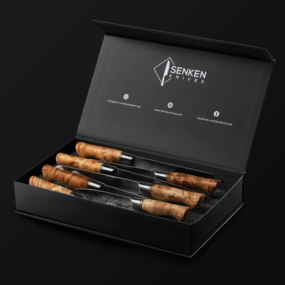 SENKEN 7-Piece Damascus Kitchen Knife Set - Dynasty Collection - 67-Layer Japanese VG10 Steel with Sycamore Wood Handles, Chef'S Knife, Cleaver, Bread, Santoku, Boning, & More7