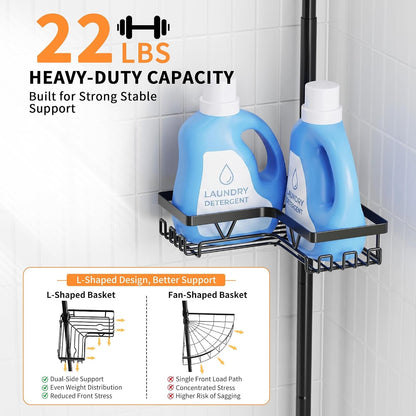 Corner Shower Caddy Tension Pole, 2-Steps Install Bathroom Organizer4