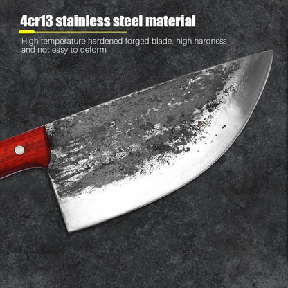 Meat Cleaver, 8 Inch High Carbon Steel Forged Butcher Knife Chef Kitchen Knives Chopping Cleaver with Wood Handle4