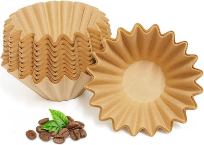 2-5 Cup Coffee Filters, Pack of 100 Unbleached Coffee Filters 5 Cup, Thicken Natural Coffee Filter Basket for Commercial, Home Coffee Maker, Pour over Coffee Kit (Brown, W02)1