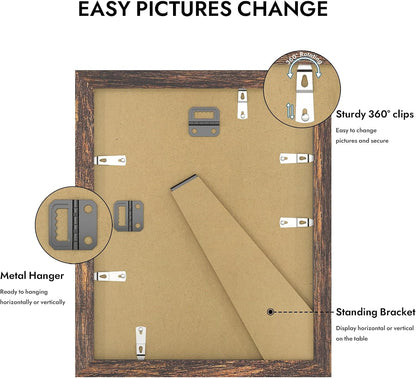 8X10 Picture Frame with Real Glass Wood Frame(Rustic Brown, 1 Pack)4