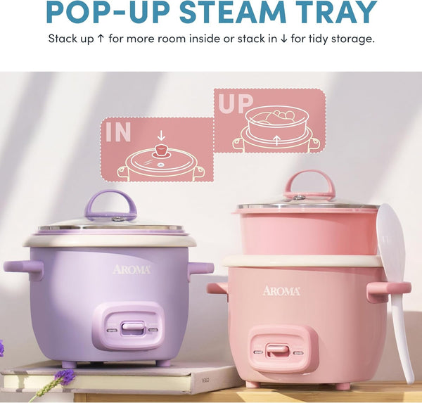 Corecoat™ Mini Rice Cooker (3 Cups Cooked) with Nonstick Ceramic Pot Coating, Glass Lid, and Pop-Up Steamer Tray, 0.8 Quart4