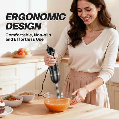 Immersion Blender Corded 400W, 2 Speed, Emulsifier, Blend, Bpa-Free | Hand Blender Stick Mixer, Ergonomic Handle, Stainless Steel Blades, Effortless Blending for Soup, Smoothies, Puree, Baby Food4