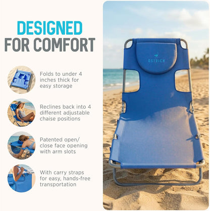 the Original Chaise Lounge 72"X22" Portable Reclining Lounger, Blue | Outdoor Relaxing Pool Tanning Chair, Lightweight Beach Recliner with Adjustable Backrest and Carry Strap, 250 Lb Capacity6