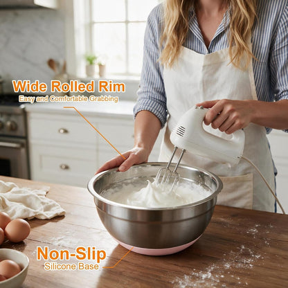5PCS Stainless Steel Mixing Bowls Set with Non-Slip Silicone Base4