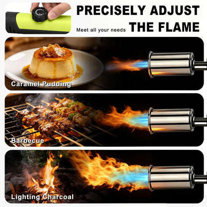 Powerful Propane Torch Gun,Kitchen Cooking Torch with One-Touch Max Fire, Charcoal Lighter with a Safety Lock, Adjustable Blow Torch for Sous Vide, BBQ, Campfire, Fireplace(Tank Not Included)3