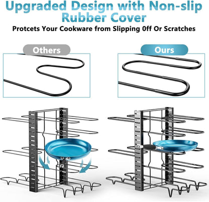 Pots and Pans Organizer under Cabinet 16.6", 8-Tier Adjustable Rack4