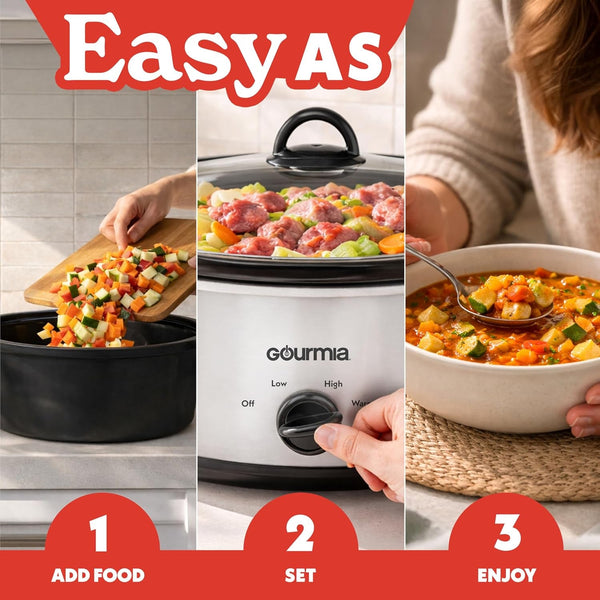 Slow Cooker - 6 Quart Removable Ceramic Pot, Manual Controls with 3 Temperature Settings, Dishwasher Safe Crock and Glass Lid, White10