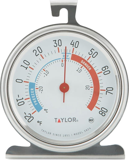 5924 Large Dial Kitchen Refrigerator and Freezer Analog Thermometer, 3-Inch Dial, Easy to Read, Silver Finish, Accurate Temperature Monitoring1