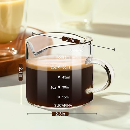 Espresso Measuring Cup, 2.5 Oz Double Spout Glass with Handle6