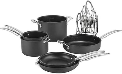 N61-11 Nonstick Hard-Anodized Nesting Cookware Set, 11 Piece, Black1