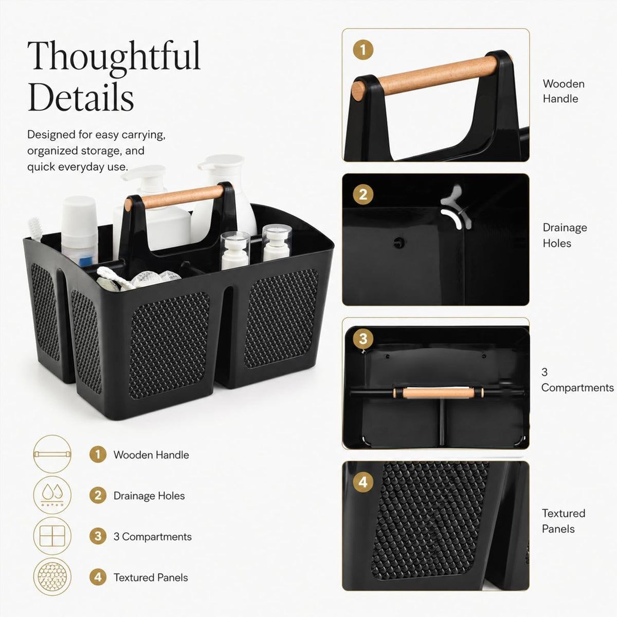 plastic-shower-caddy-with-wooden-handle-portable-3-compartment-bathroom-organizer-basket-with-drainage-holes-quick-dry-shower-basket-for-dorm-college-cleaning-supplies