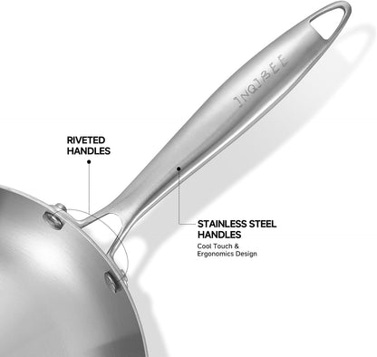 8 Inch Stainless Steel Frying Pan with Lid, Riveted Handle | Tri-Ply Stainless Steel Skillet, Fast & Even Heating, Stay-Cool Handle, Induction Cooking Pan, Dishwasher and Oven Safe4