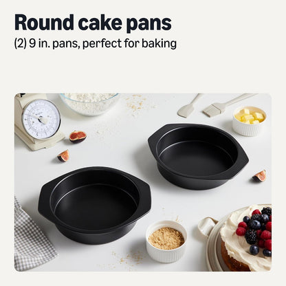 Nonstick Carbon Steel round Cake Pans, Dishwasher and Oven-Safe up to 428°F, 9 In., Set of 22