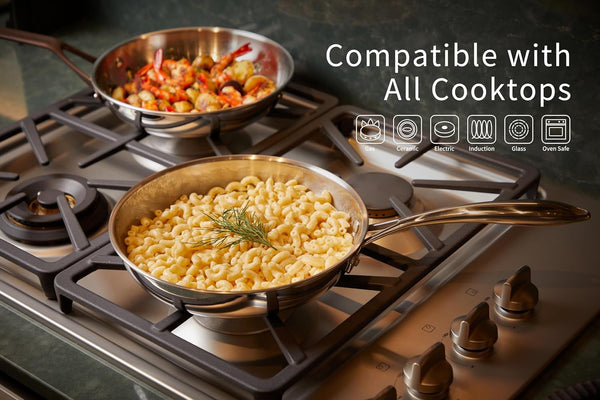 10 Pcs Stainless Steel Pots and Pan Sets for Various Cooking Needs | 5 Ply Clad, Compatible with All Cooktops, PTFE, PFAS and PFOA Free, Dishwasher Safe, Oven Safe up to 800F7